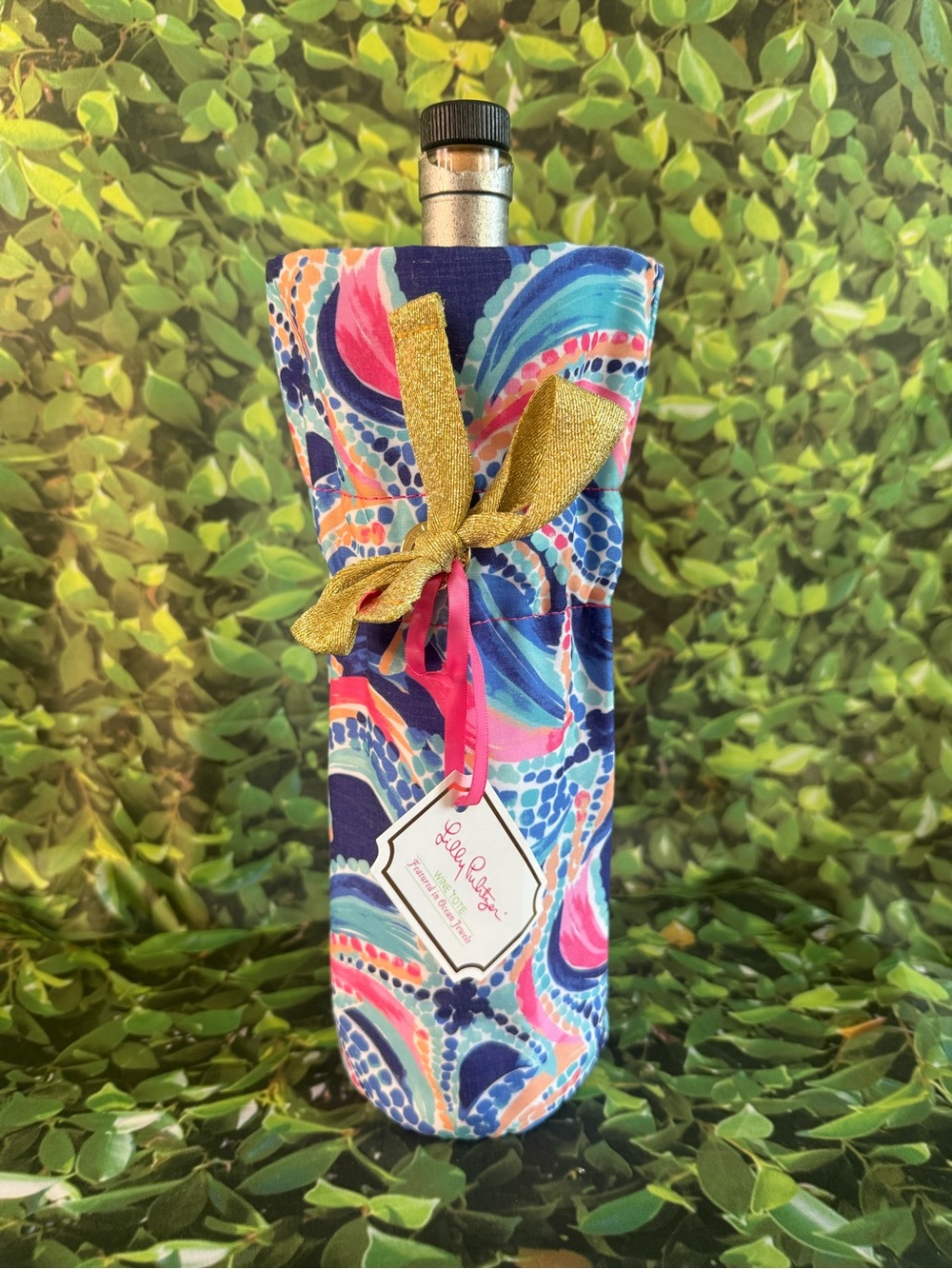 Lilly Pulitzer Fabric Wine Tote Bag Ocean Jewel Print NWT